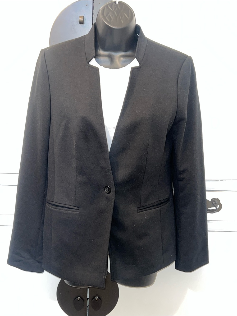 Banana Republic Factory Black Single-Button Notchless Blazer